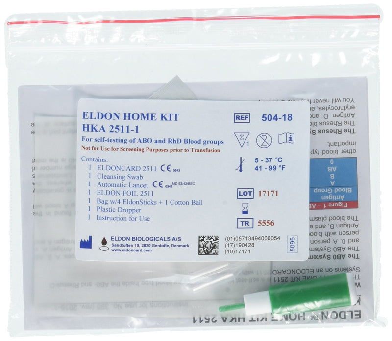 [Australia] - Eldoncard Blood Type Test (Complete Kit) - Air Sealed Envelope, Safety Lancet, Micropipette, Cleansing Swab (3 Pack) 