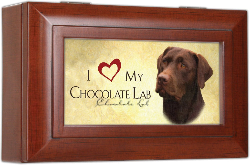 [Australia] - Cottage Garden Love My Chocolate Lab Rich Woodgrain Finish Petite Jewelry Music Box - Plays Song Wonderful World 