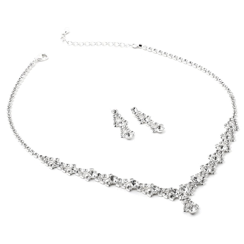 [Australia] - Topwholesalejewel Silver Crystal Rhinestone and Crystal Circle Stones NecklaceMatching Dangle Earrings Jewelry Set 