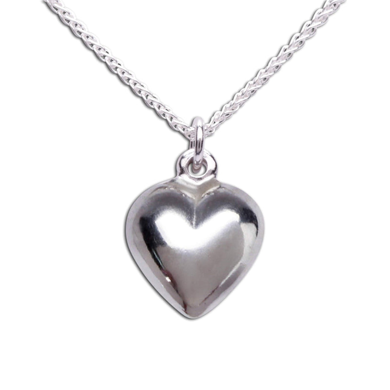 [Australia] - Girl's Sterling Silver Puff Heart Charm Necklace 14 Inch 