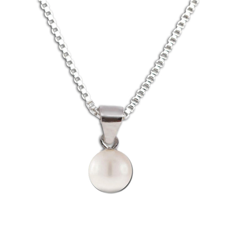 [Australia] - Girl's Sterling Silver Cultured Pearl Necklace (6mm) 14 Inch 