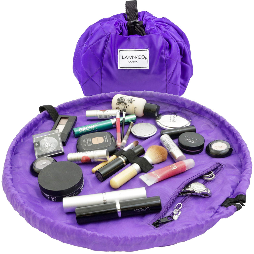 [Australia] - Lay-n-Go Drawstring Makeup Bag – Purple, 20 inch - Travel Cosmetic Bag and Jewelry, Electronics, Toiletry Bag – Perfect Holiday Gift 