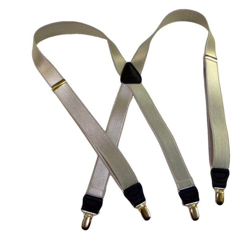 [Australia] - Holdup Suspender Brand Champagne GoldenTan narrow 1" Formal Series Suspenders with X-back crosspatch and patented Gold-tone no-slip Clips 