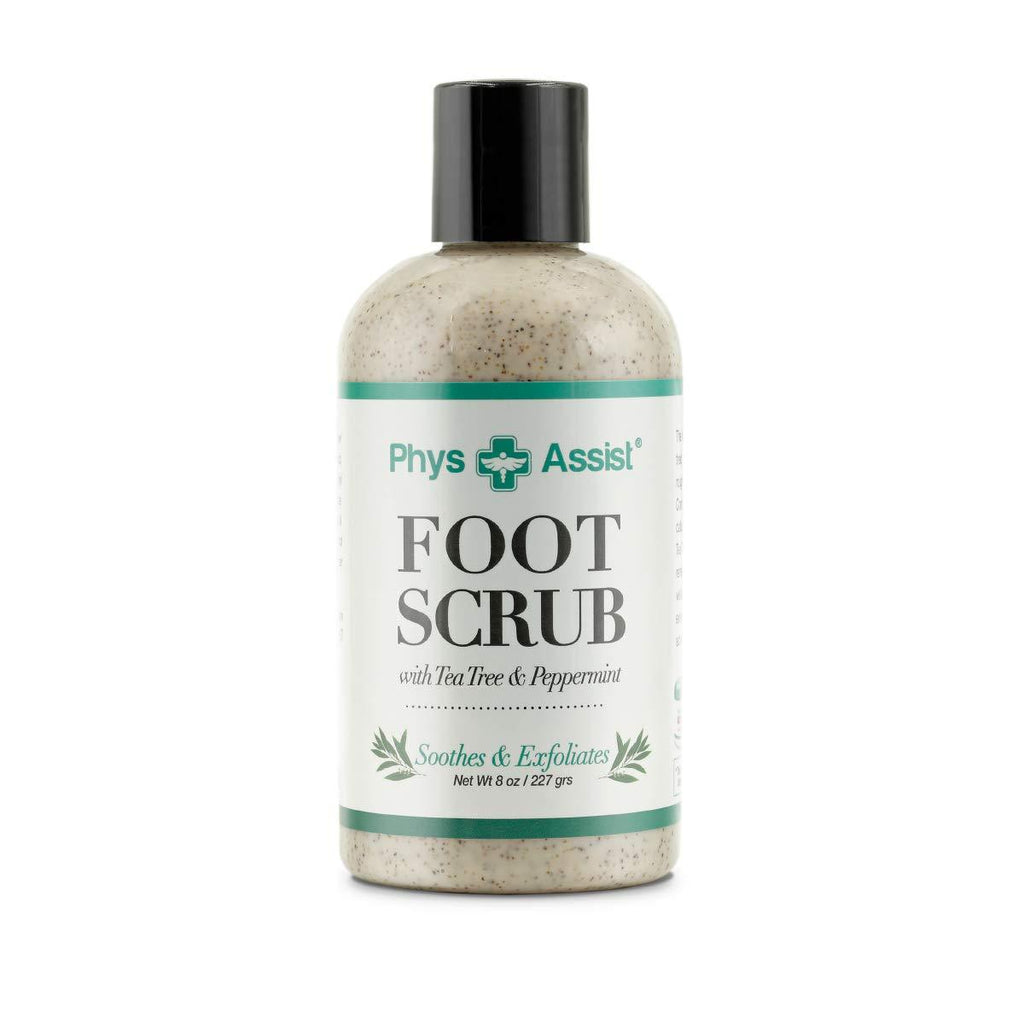 [Australia] - PhysAssist Foot Scrub 8 oz. with Tea Tree, Peppermint Soothes and Exfoliates Promoting a Deep Cooling Sensation Leaving Feet Feeling Calm and Refreshed. 