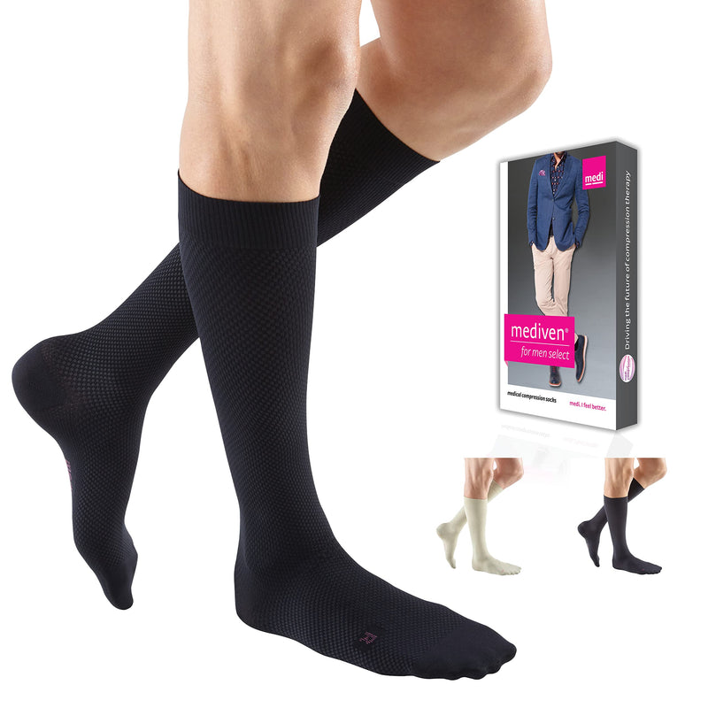 [Australia] - mediven for Men Select, 1520 mmHg, Calf High Compression Stockings, Closed Toe Black V 