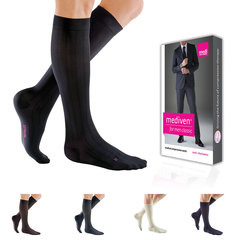 [Australia] - mediven for Men Classic, 2030 mmHg, Calf High Compression Stockings, Closed Toe 4 Black 