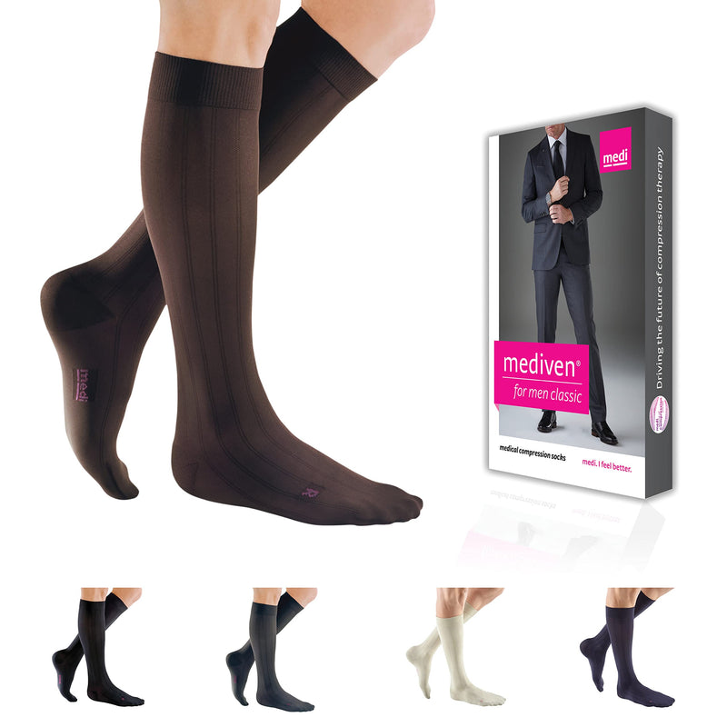 [Australia] - mediven for Men Classic, 30-40 mmHg, Calf High Compression Stockings, Closed Toe Brown V 