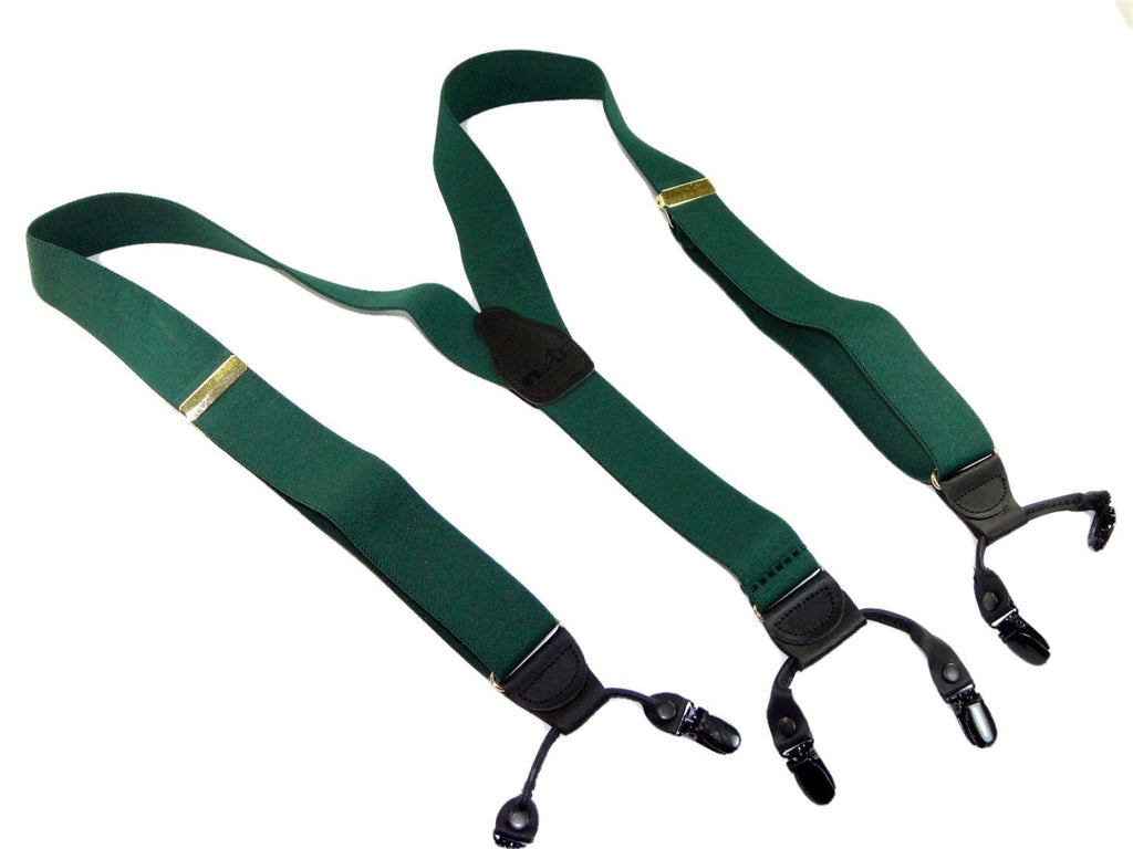 [Australia] - HoldUp Casual Series Irish Hunter Green Dual Clip Double-Up Style Men's dressy Suspenders with Y-Back Crosspatch and dual no-slip clips 