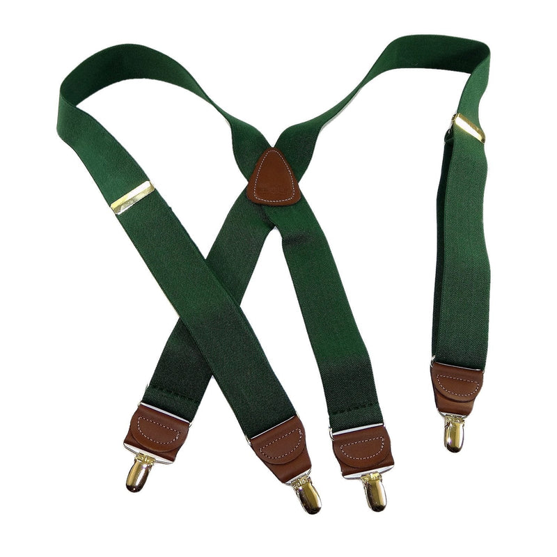 [Australia] - Holdup Suspender Company's Dark Hunter Green Men's Clip-On Suspenders with X-Back Style and Gold No-slip Clips 