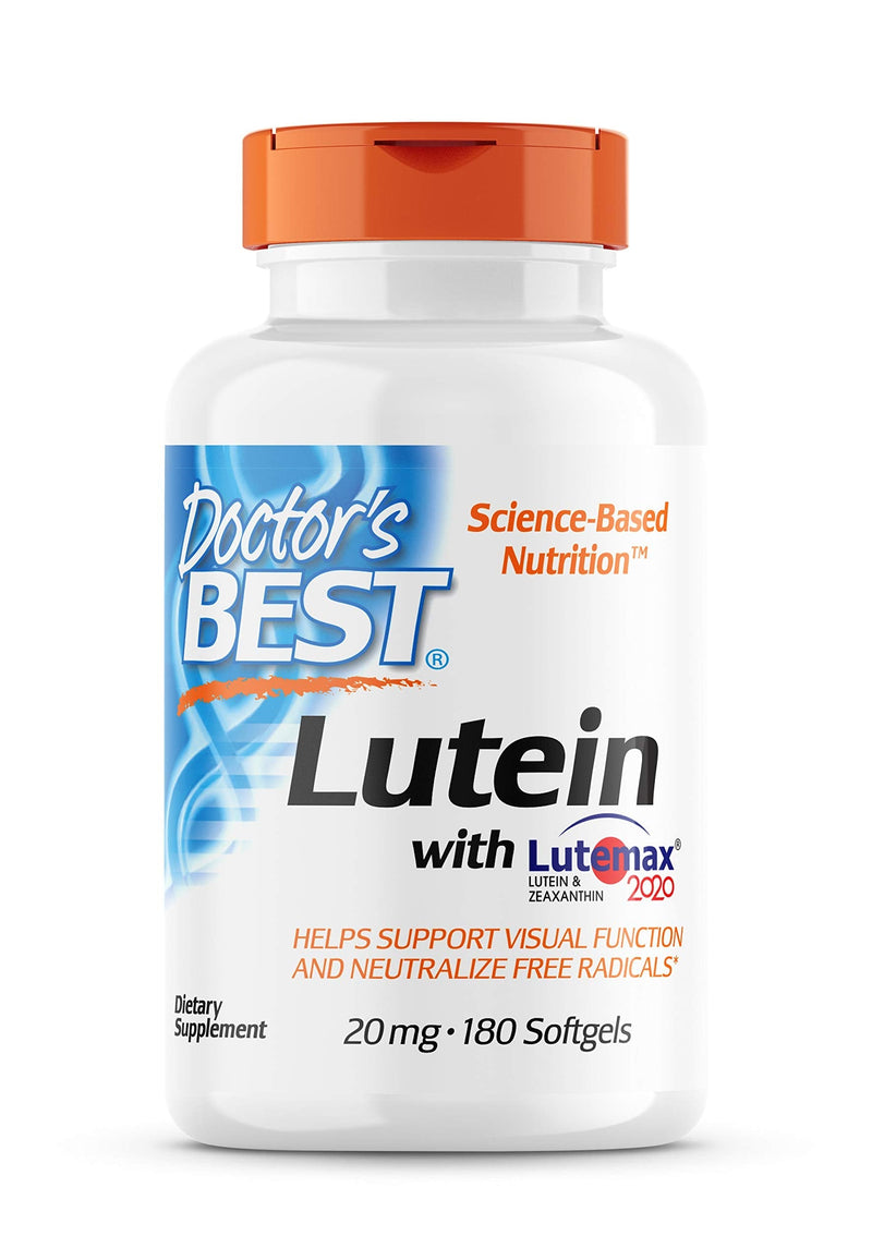 [Australia] - Doctor's Best Lutein Featuring Lutemax, Non-GMO, Gluten Free, Eye Health, 20 mg, 180 Softgels 180 Count (Pack of 1) 