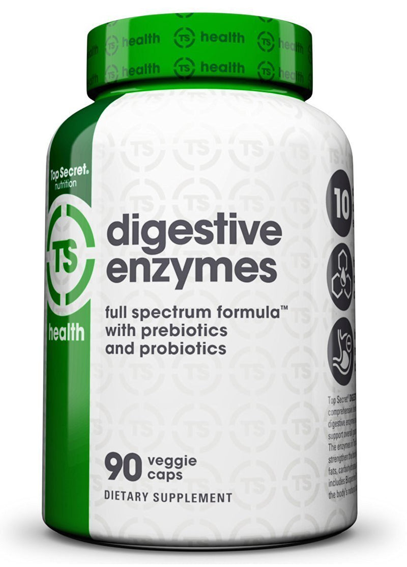 [Australia] - Top Secret Nutrition Digestive Enzymes with Prebiotics and Probiotics, and Bioperine for Better Digestion and Nutrient Absorption, Helps with Bloating and Gas (90 veggie caps) 90 Count (Pack of 1) 