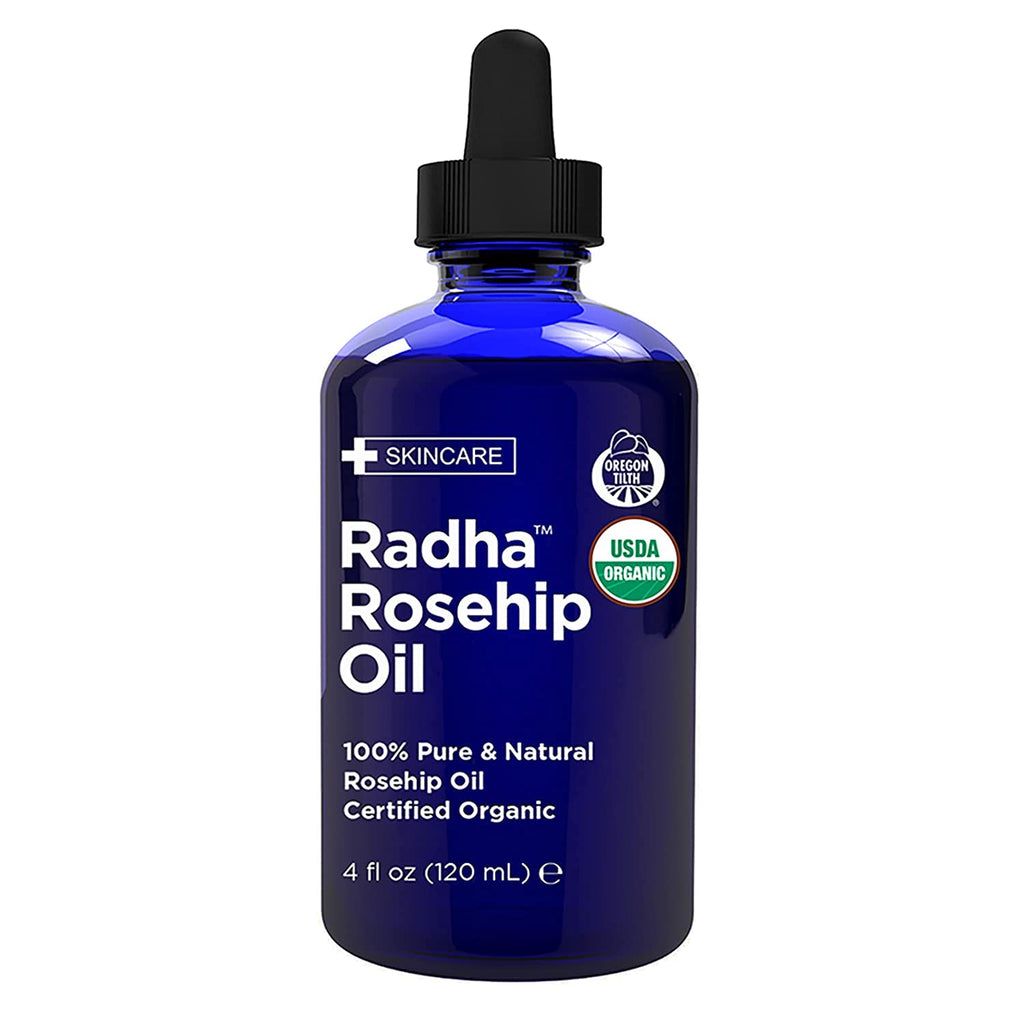 [Australia] - Radha Beauty USDA Certified Organic Rosehip Oil, 100% Pure Cold Pressed - Great Carrier Oil for Moisturizing Face, Hair, Skin, & Nails - 4 fl oz 
