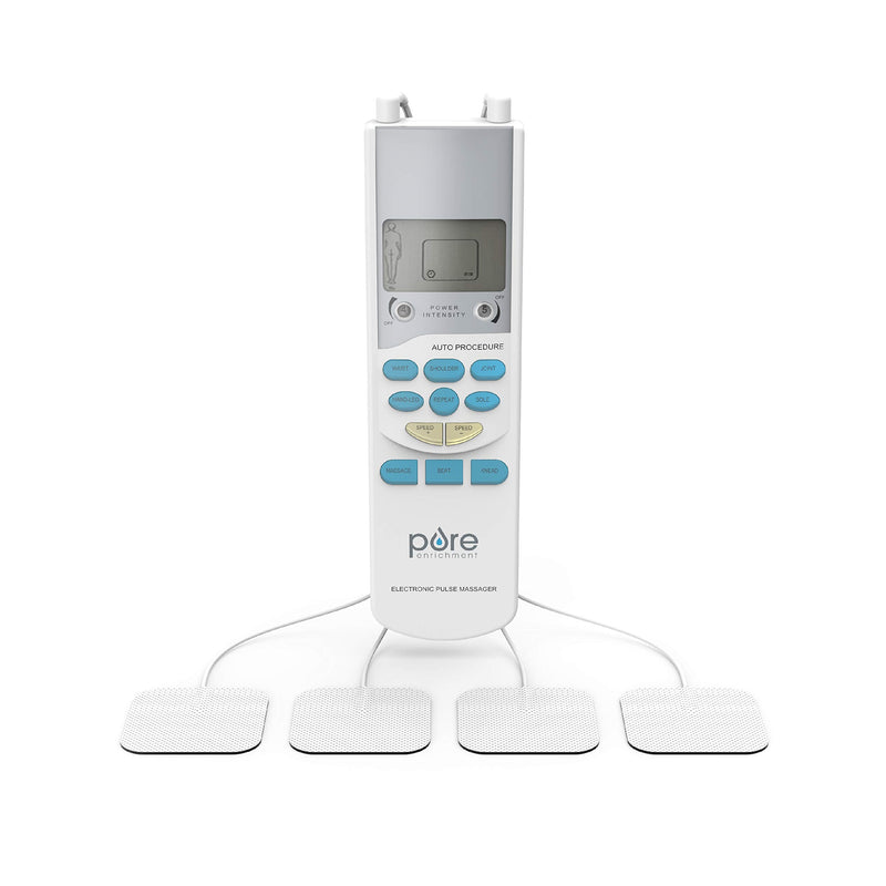 [Australia] - Pure Enrichment PurePulse TENS Electronic Pulse Stimulator Featuring Comprehensive LCD Screen, 6 Programs, 3 Massage Settings, and 2 Channels - Includes 4 AAA Batteries + 4 Reusable Electrode Pads 