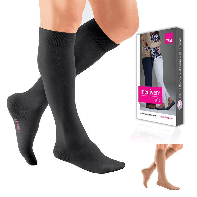 [Australia] - mediven Plus for Men & Women, 30-40 mmHg, Calf High Compression Stocking, Closed Toe Black V 