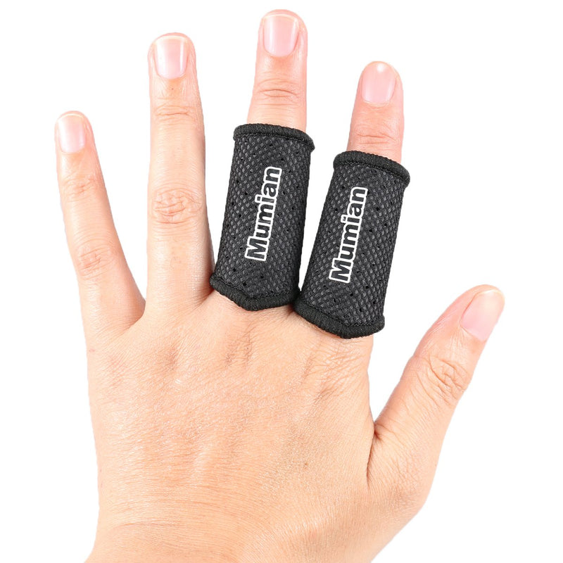 [Australia] - Sports Elastic Finger Sleeves Support Thumb Brace Protector Breathable Elastic Finger Tape for Basketball, Tennis,Baseball, Cycling, Volleyball, Badminton, Boating A71 Black Small 
