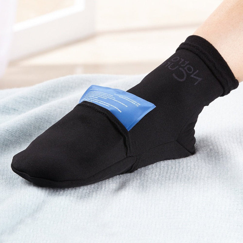[Australia] - NaturaCure Men's / Women's Hot/Cold Full Foot & Arch Relief Booties, Black , Women's 13+/Men's 11+M 