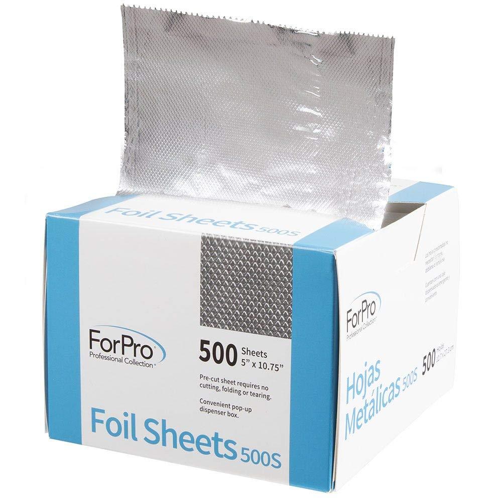 [Australia] - ForPro Embossed Foil Sheets 500S, Aluminum Foil, Pop-Up Dispenser, for Hair Color Application and Highlighting Services, Food Safe, 5” W x 10.75” L, 500-Count 