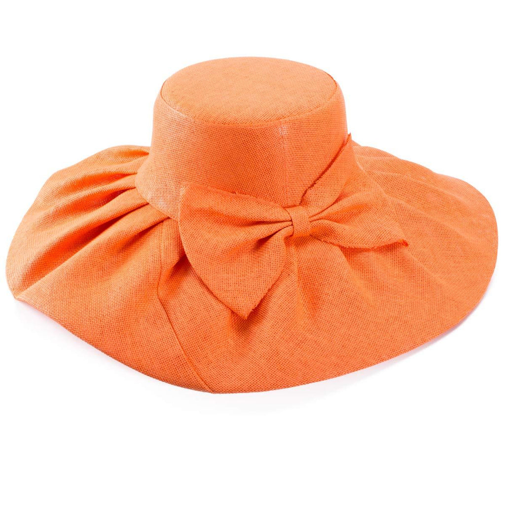 [Australia] - Linen Summer Womens Kentucky Derby Wide Brim Sun Hat Wedding Church Sea Beach A047 Orange 