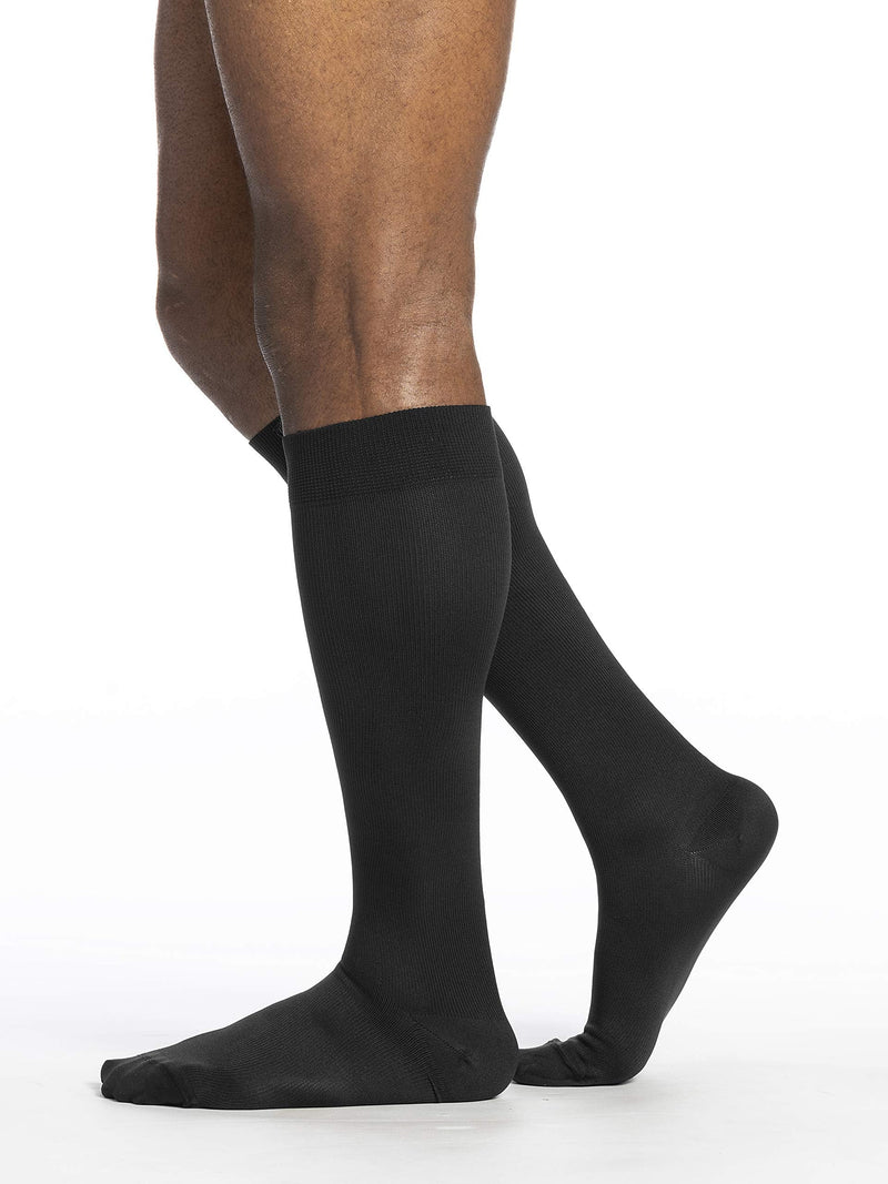 [Australia] - SIGVARIS Men’s Style Microfiber 820 Closed Toe Calf-High Socks 15-20mmHg Black Large Long 
