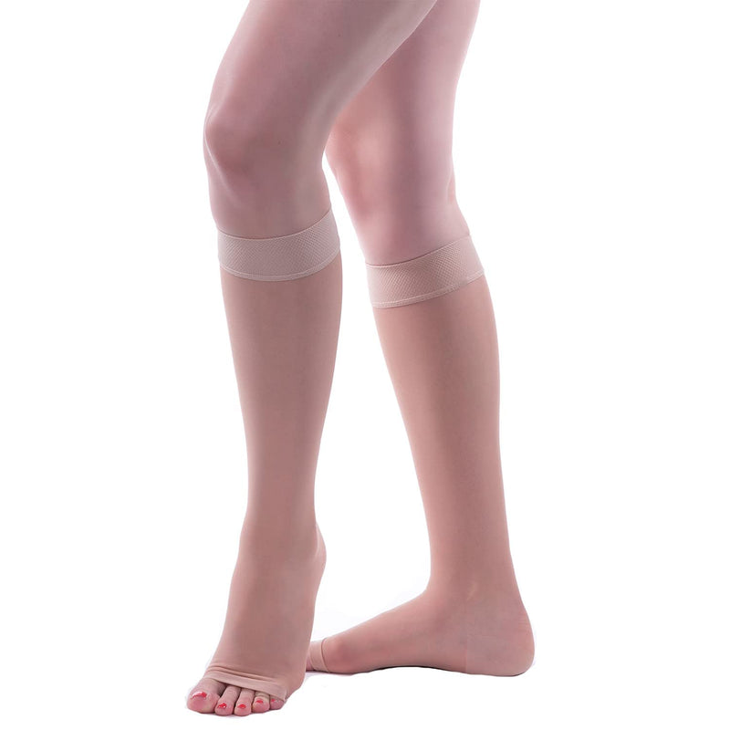 [Australia] - Allegro 15-20mmHg Essential 17 Sheer Support Open Toe Compression Sock - Comfortable, Open Toe, Knee High Support Stockings X-Large Nude 