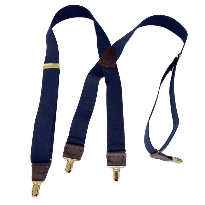 [Australia] - HoldUp Brand XL Dark Ocean Blue X-back suspenders for big and Tall men with gold tone no-slip patented clips 