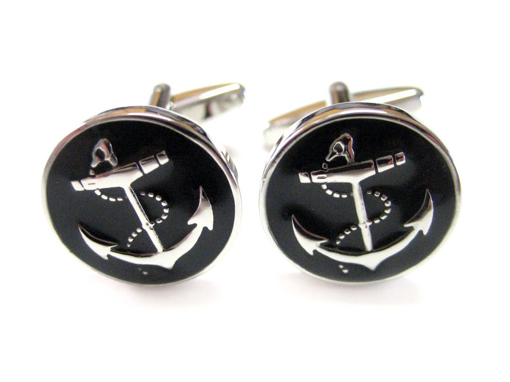 [Australia] - Kiola Designs Black Anchor Cufflinks 