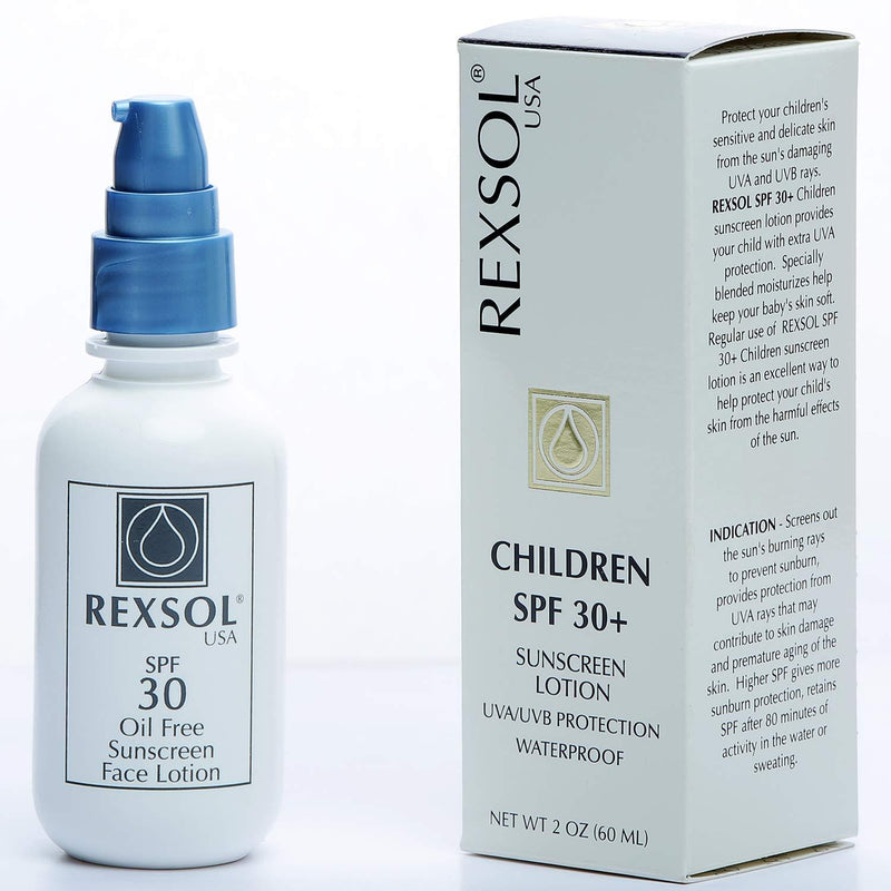 [Australia] - REXSOL Children SPF 30+ Sunscreen UVA/UVB Protection Waterproof | Enriched with vitamins A, C, E and natural plant extracts | With nourishing moisturizers and anti-oxidants. (60 ml / 2 fl oz) 