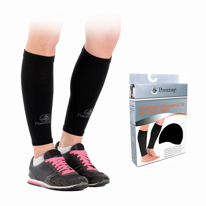 [Australia] - Powerstep Compression Calf Sleeve, 15-20mmHG Gradient Compression, Pain and Discomfort Relief, Improved Performance and Recovery, for Men and Women, Black, Women's Extra Large 