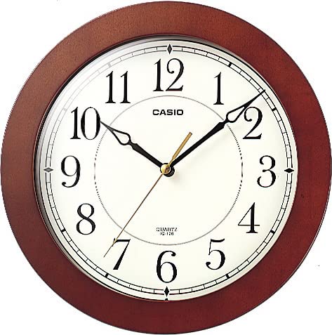 [Australia] - Casio Iq-126-5 Wall Clock with 10 Inches Thinline Quartz Marron Wood Frame and Beige Dial Battery Included Limited Edition 