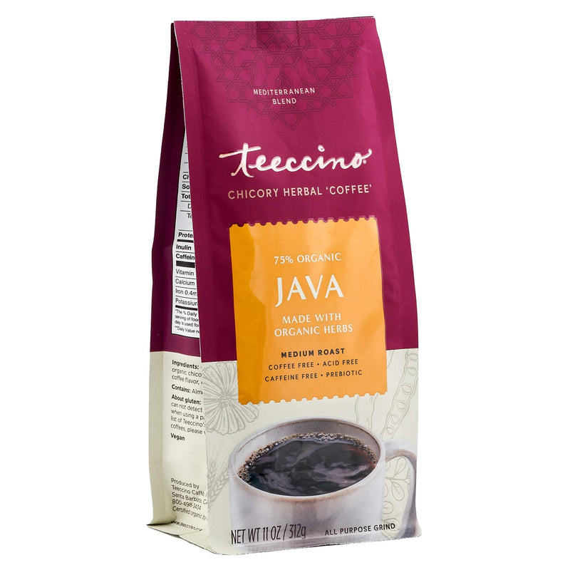 [Australia] - Teeccino Chicory Coffee Alternative - Java - Ground Herbal Coffee That’s Prebiotic, Caffeine Free & Acid Free, Medium Roast, 11 Ounce 