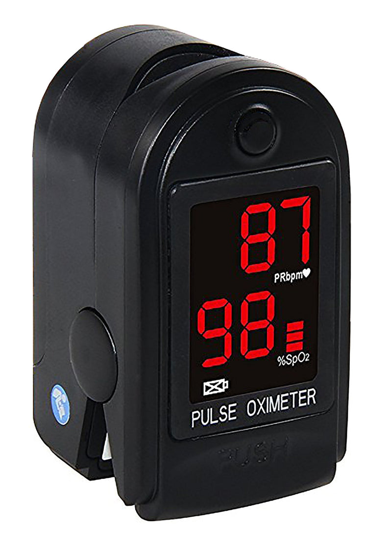 [Australia] - Concord Basics Black Fingertip Pulse Oximeter Blood Oxygen Saturation Monitor with Carrying Case, Batteries, Silicone Cover and Lanyard 