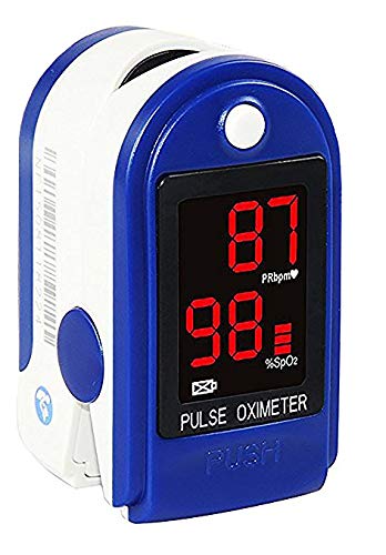 [Australia] - Concord Basics Blue Fingertip Pulse Oximeter Blood Oxygen Saturation Monitor with Carrying Case, Batteries, Silicone Cover and Lanyard 