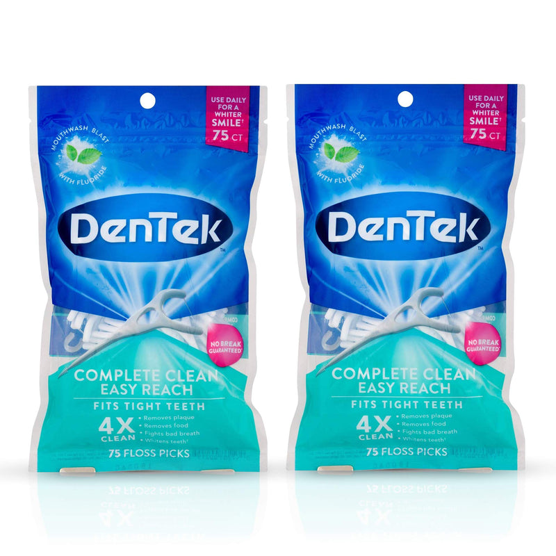 [Australia] - Dentek Floss Picks Complete Clean Back Teeth 75 Count (2 Pack) 75 Count (Pack of 2) 