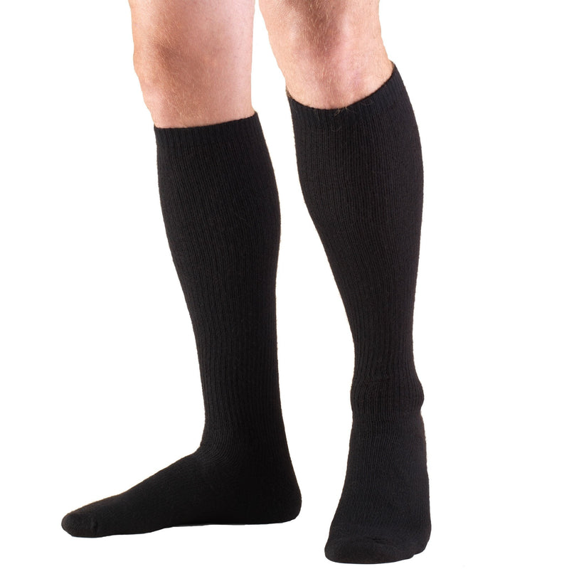 [Australia] - Truform - 1934BL-L Compression Socks, 20-30 mmHg, Men's Gym Socks, Knee High Over Calf Length, Black, Large Large (1 Pair) 