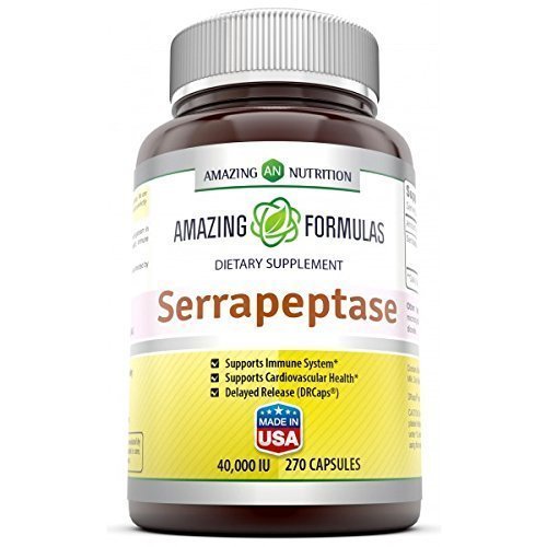 [Australia] - Amazing Nutrition Serrapeptase 40,000 IU 270 Capsules (Non-GMO, Gluten-Free) - Natural Anti-Inflammatory - Promotes Healthy Sinuses - Supports Cardiovascular Immune and Arterial Health 