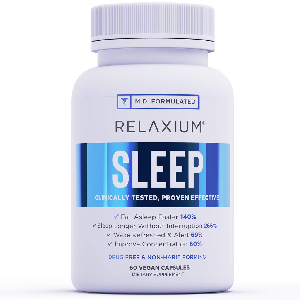 [Australia] - Relaxium Natural Sleep Aid | Non-Habit Forming | Sleep Supplement for Longer Sleep & Stress Relief w/ Magnesium, Melatonin, GABA, Chamomile, & Valerian (60 Vegan Capsules, 30 Day Supply) 