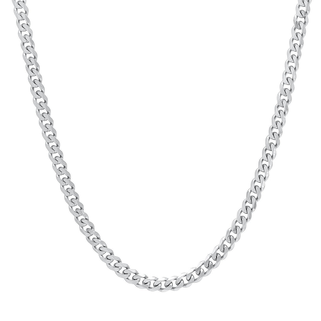 [Australia] - The Bling Factory 3.5mm High-Polished Stainless Steel Flat Beveled Curb Chain Necklace, 20'-30 20.0 Inches 