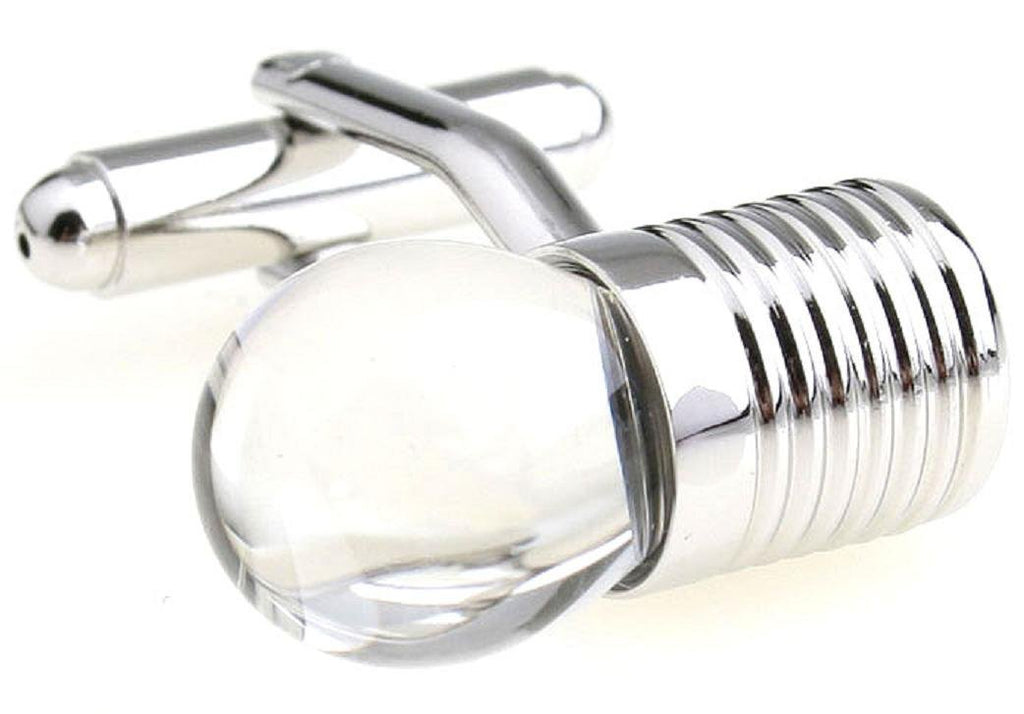 [Australia] - MRCUFF Light Bulb Clear Electric Electrician Pair Cufflinks in a Presentation Gift Box & Polishing Cloth 