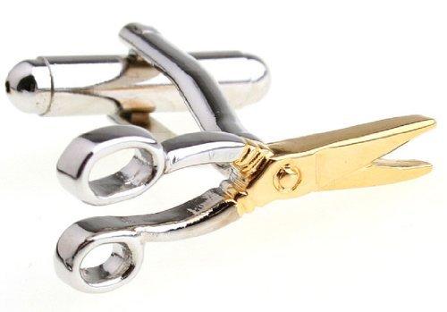[Australia] - MRCUFF Presentation Gift Box Scissors 2 Tone Barber Pair Cufflinks & Polishing Cloth 