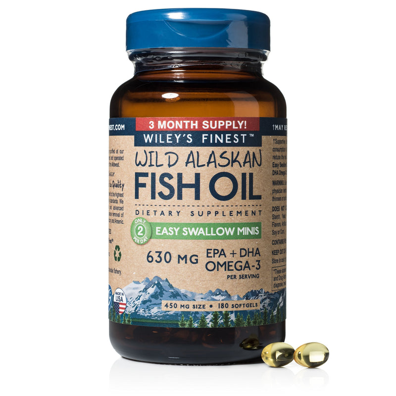 [Australia] - Wild Alaskan Omega-3 Fish Oil - Easy Swallow Minis 2X Double Strength 630mg EPA + DHA Natural Supplement 180 Mini Softgels 180 Count (Pack of 1) 