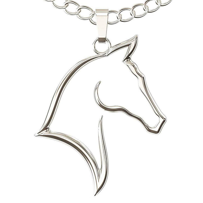 [Australia] - Embolden Jewelry Horse Necklace - Head Pendant - [Hypoallergenic Silver] for Teens & Girls - Equestrian/Rodeo/Country 