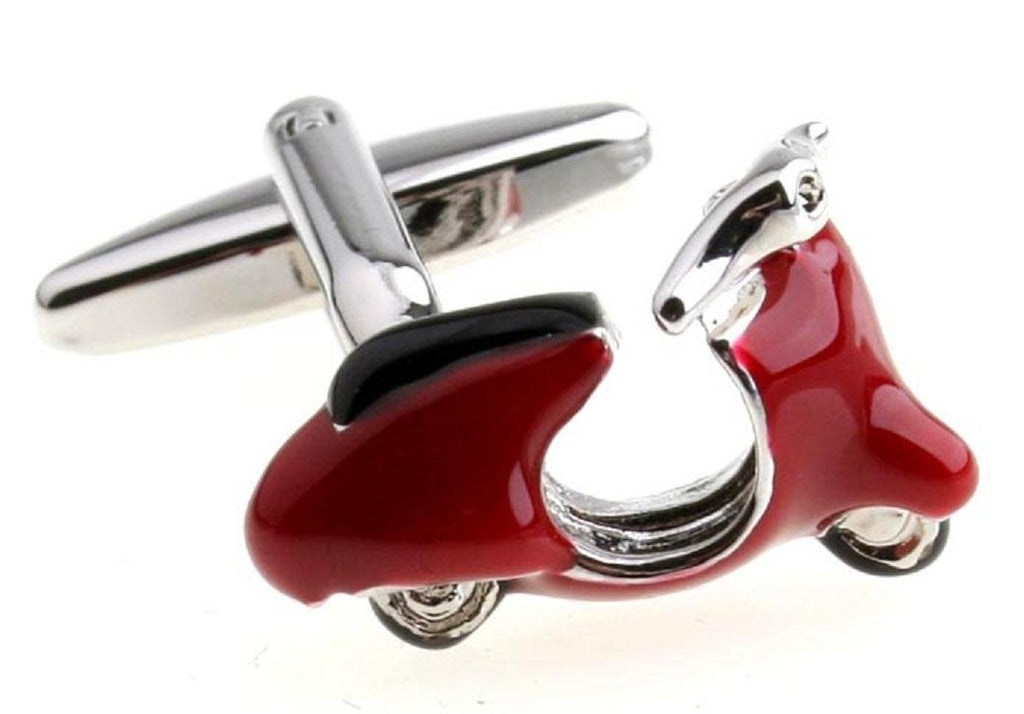 [Australia] - MRCUFF Presentation Gift Box Scooter Moped Red Pair Cufflinks & Polishing Cloth 