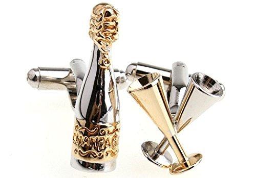 [Australia] - MRCUFF Presentation Gift Box Champagne Wine Bottle and Glasses Pair Cufflinks & Polishing Cloth 