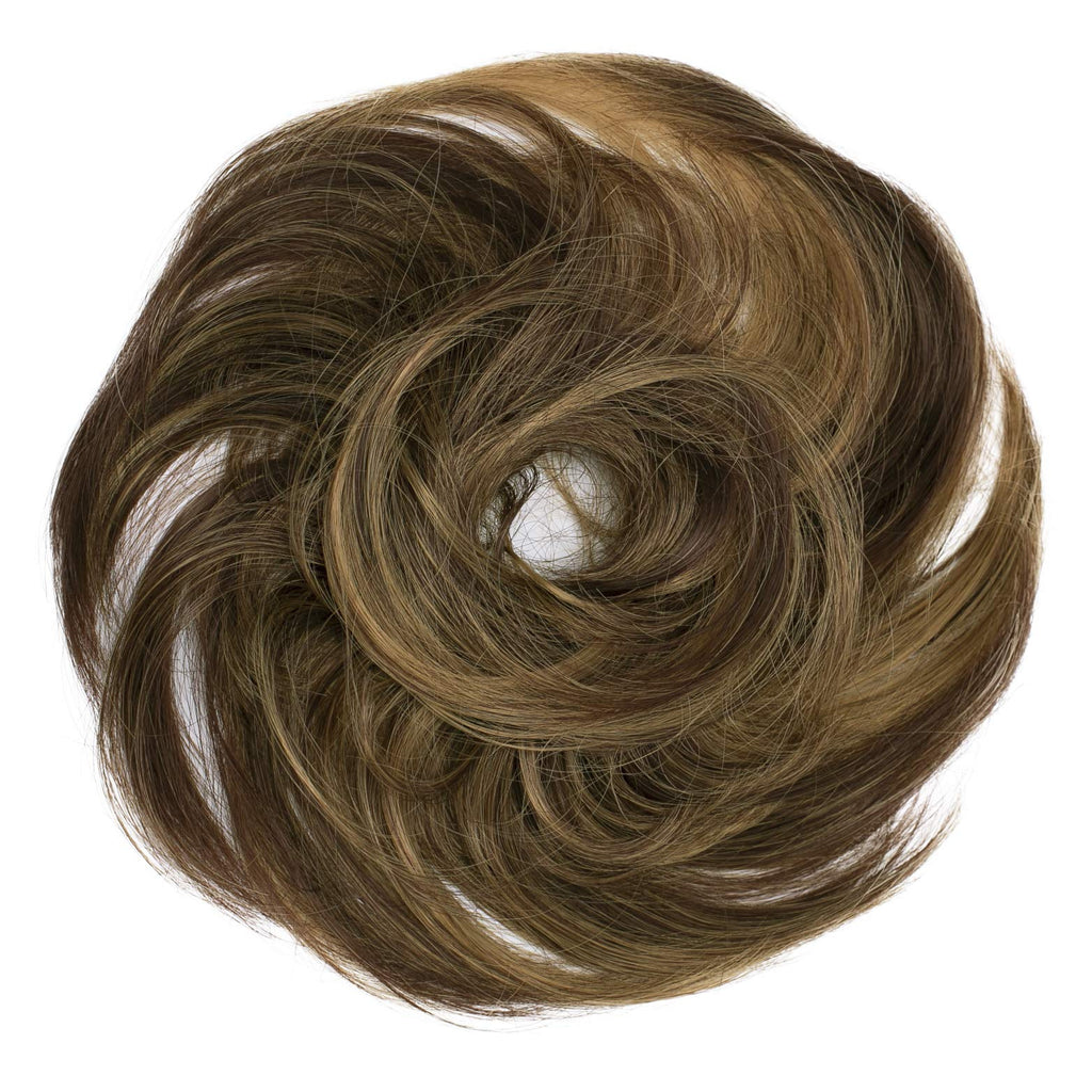[Australia] - PRETTYSHOP Hairpiece Scrunchie Bun Up Do | Ponytail Extensions | Wavy Curly or Messy (Auburn Brown Blonde Mix #32H26 G40B) Auburn / Dark Blonde Mix #32h26 G40b 
