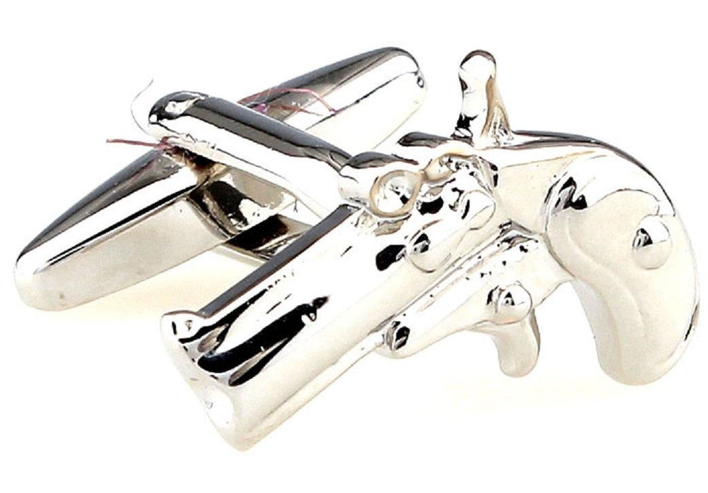 [Australia] - MRCUFF Pistol Derringer Gun Pair Cufflinks in a Presentation Gift Box & Polishing Cloth 