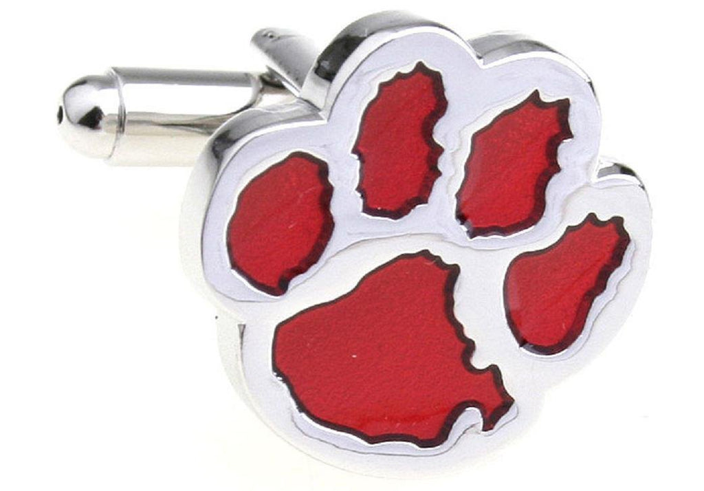 [Australia] - MRCUFF Cub Paw Print Bear Tiger Dog Red Big Cat Pair Cufflinks in a Presentation Gift Box & Polishing Cloth 
