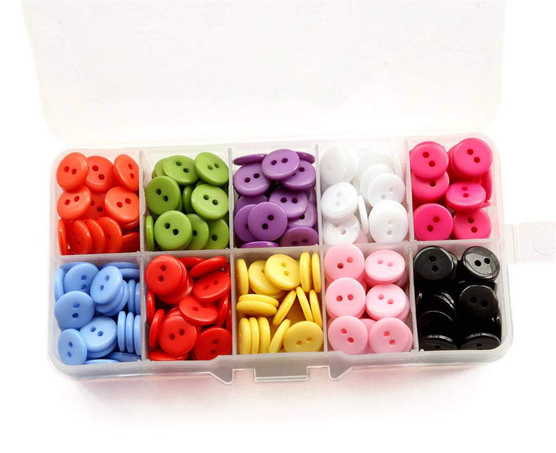 [Australia] - GANSSIA 11/32 Inch Very Small Button 9mm Tiny Size Sewing Flatback Resin Buttons 10 Colors Multi-Colored Pack of 750 with Box 