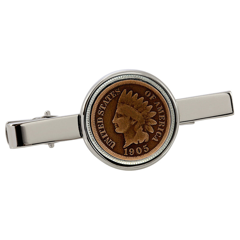 [Australia] - American Coin Treasures Indian Penny Silvertone Coin Tie Clip 