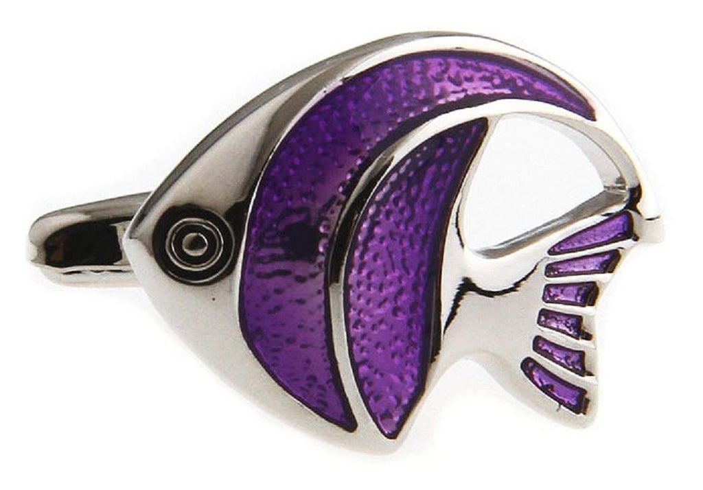 [Australia] - MRCUFF Angel Fish Angelfish Purple Fishing Pair Cufflinks in a Presentation Gift Box & Polishing Cloth 