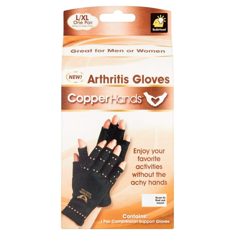 [Australia] - Copper Hands Arthritis Compression Gloves As Seen On Tv (Lg/Xlg) Large/X-Large (Pack of 2) 